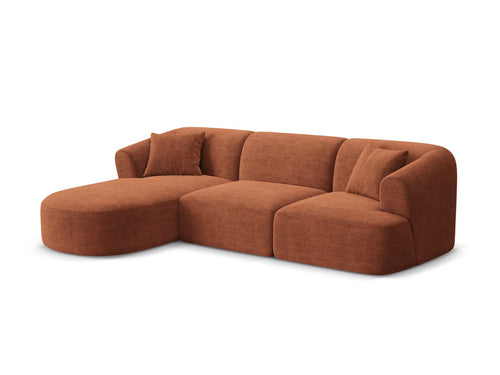 Cosmopolitan Design Modulaire hoekbank links Campi 4-zits, ribfluwelen terracotta - 156x256x70cm