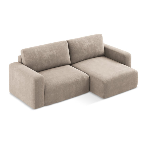 LaMiaSofa hoekbank rechts Ostia - chenille stof - donkerbeige - 244x149x79