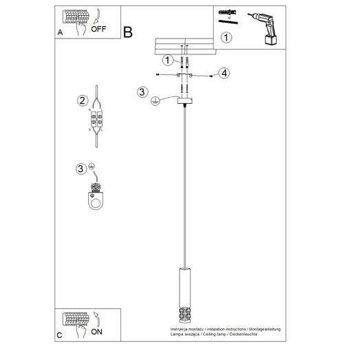 Sollux Lighting Hanglamp LIRO 1 wit - 8x8x125cm