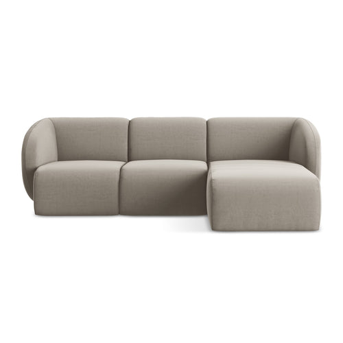 LaMiaSofa hoekbank rechts Cervo - velours - taupe - 248x166x78