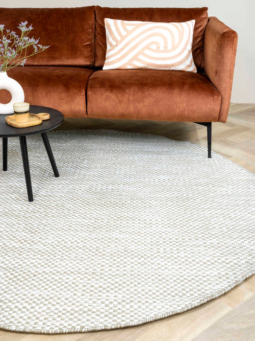 Vloerkleed MOMO Rugs Vaasa Camel White Rond 200 rond