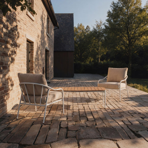 Tikamoon  2-zits loungeset in écrukleurige stof en wit metaal - Beige