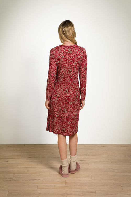 Pip Studio - Danai Nachthemd Lange Mouw Dames - Daisy Dreams - Rood - M - vtwonen shop