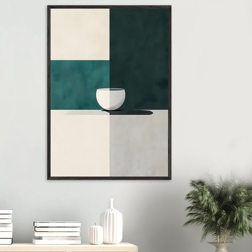 Artfulprints Poster Boho – Cup and shape   - A4 21x29.7 cm - Zwart / Wit