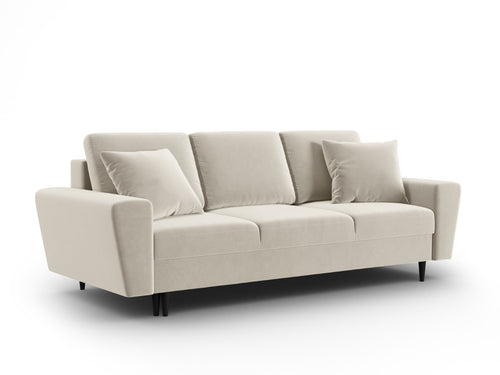Cosmopolitan Design Slaapbank met opbergdoos Kyoto 3-zits, flueel lichtbeige - 100x235x88cm
