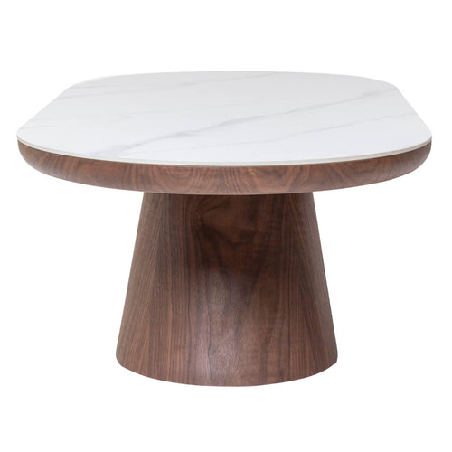 Giga Meubel Salontafel Alba - Ovaal Walnoot Hout/Keramisch - 120x60x38cm
