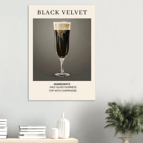 Artfulprints  Black Velvet cocktail - Ingrediënten   poster 50x70 cm - vtwonen shop