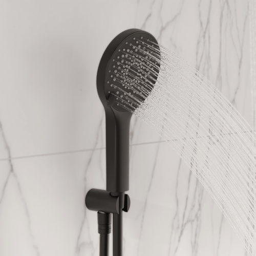 LOMAZOO inbouwdoucheset Caesar - met thermostaatkraan & ronde handdouche - mat zwart - 30 cm