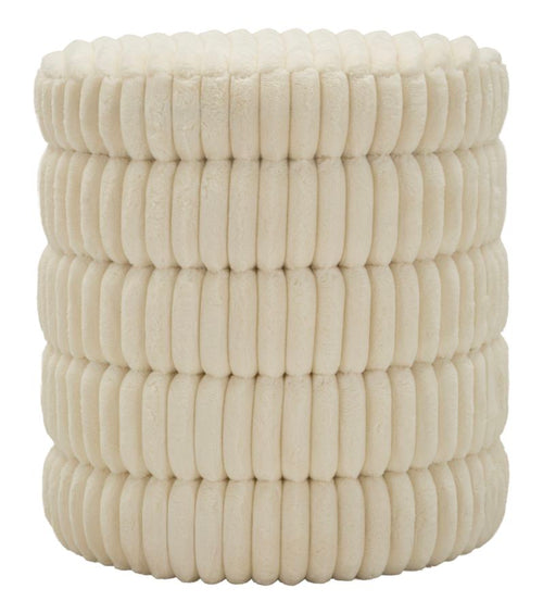 Creme kleurige pluche poef Ø 41x46 cm