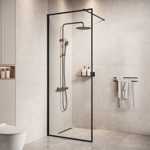 Badplaats Douchewand Georgia 80 x 200 cm – Zwart – Inloopdouche 8 mm Veiligheidsglas