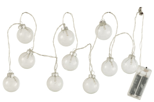 J-Line slinger 10 Ballen + Effen - glas - transparant - LED lichtjes - vtwonen shop