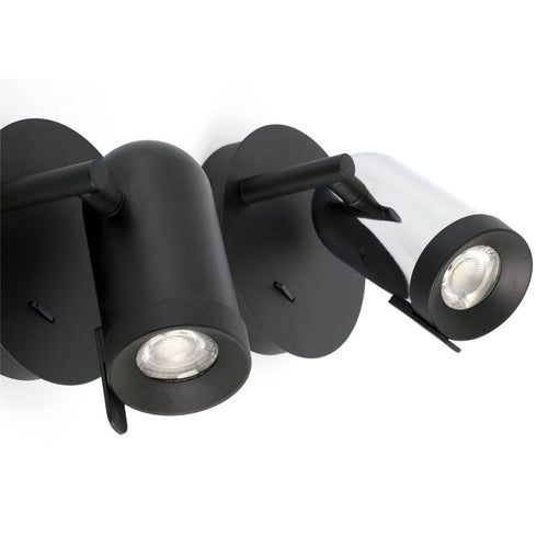 Faro Orleans - 1 Light Indoor Verstelbare Wandspot Chroom, Zwart, GU10
