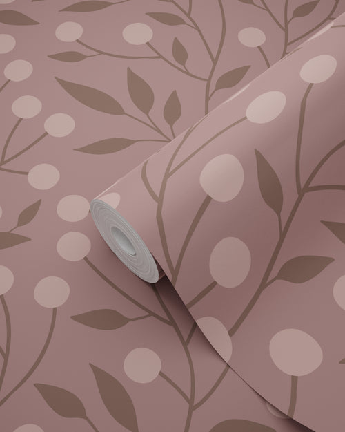 ESTAhome behang bloemmotief oudroze en aubergine paars - 50 x 900 cm - 131130 - vtwonen shop