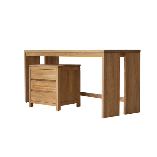 Tikamoon Bureau van massief eiken met opbergkastje - Naturel - vtwonen shop