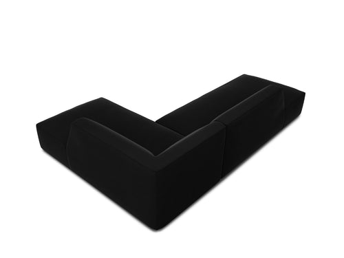 Micadoni rechter hoekbank Ruby 4-zits, flueel, zwart - 180x273x69cm