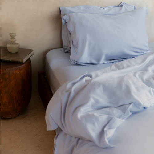 Coco & Cici - Tencel Twill Dekbedovertrek 200 x 220 cm - 2 Persoons Beddengoed - Lichtblauw - Lyocell - Ritssluiting & Extra Zacht - 2 Kussenslopen - vtwonen shop