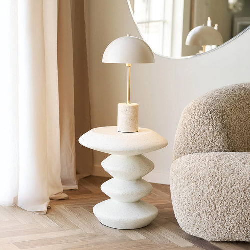 Artichok Aukje Fiberclay Bijzettafel Wit - Ø 36 x 46 cm - vtwonen shop