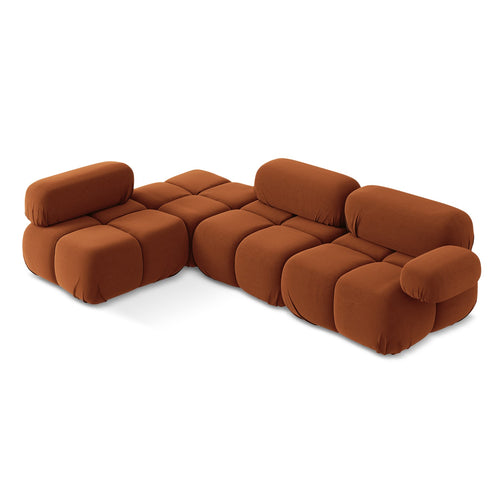 LaMiaSofa hoekbank links Sanremo - velours - terracotta - 285x190x70