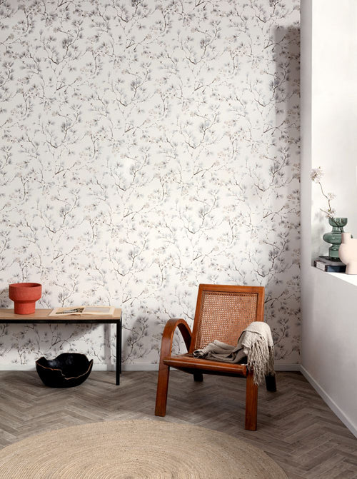 Masureel behang bloemen grijs - 53 cm x 10.05 m - 630645 - vtwonen shop