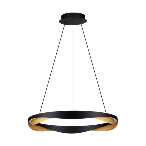 Nova Luce RADON Geïntegreerde LED-hanglamp voor plafond, matzwart, goudkleurig, Triac dimbaar, 53W, 1751lm, 3000K