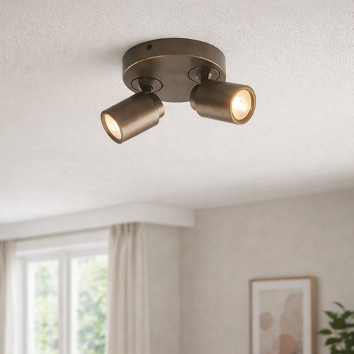 Freelight spot Razza - 2 lichts - 17  x 14   cm - brons goud