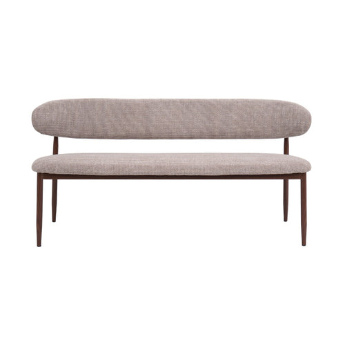 Giga Meubel Eetkamerbank Alexia - Stof - Taupe/Walnoot - 200x55x77cm