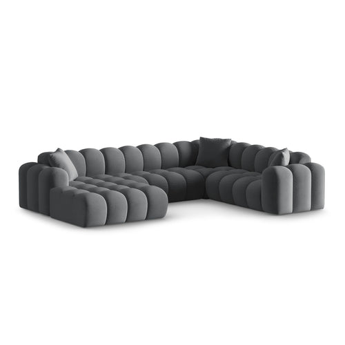 Cosmopolitan Design - Panoramische hoekbank rechts Treno 4-zits, flueel grijs - 240x330x70cm