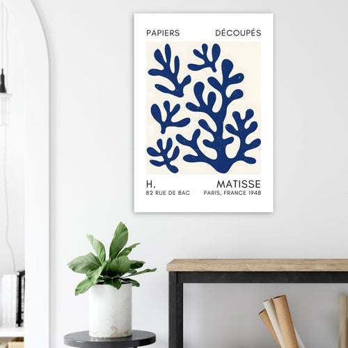 Artfulprints  Matisse – Coral shadows navy blue II   poster A4 21x29.7 cm