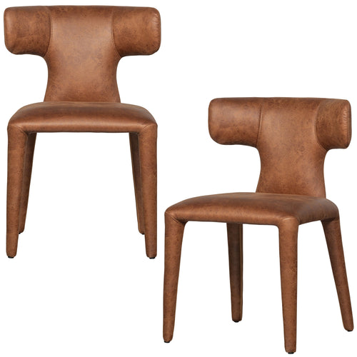 WOOOD eetkamerstoelen Permit - Leerlook - Cognac - Set van 2 - vtwonen shop
