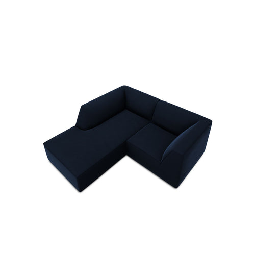Cosmopolitan Design - Modulaire hoekbank links Siena 3-zits, flueel koningsblauw - 180x186x69cm