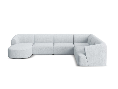 Cosmopolitan Design Modulaire panoramische hoekbank rechts Campi 7-zits, structurele stof lichtgrijs - 255x330x70cm