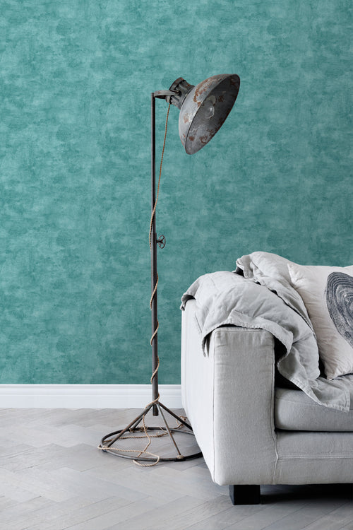 ESTAhome behang betonlook turquoise - 53 cm x 10,05 m - 138908 - vtwonen shop