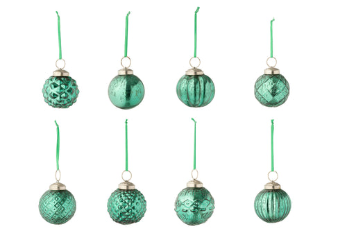 J-Line kerstbal 8 Patronen - glas - groen - doos van 40
