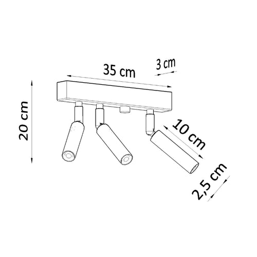Sollux Lighting Plafondlamp EYETECH 3 zwart - 35x3x20cm
