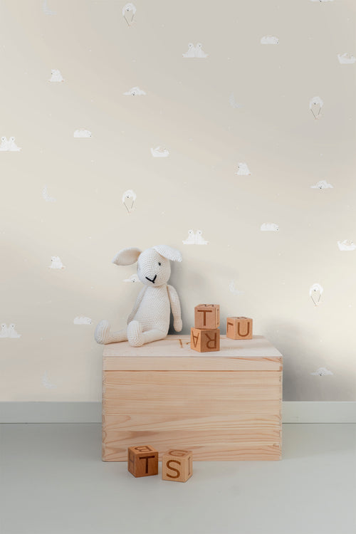 Sanders & Sanders behang beertjes lichtbeige - 53 cm x 10 m - 640292