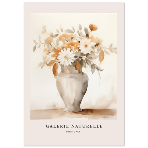 Artfulprints Poster met Lijst Bloemen in vaas 2   - 70x100 cm - Taupe
