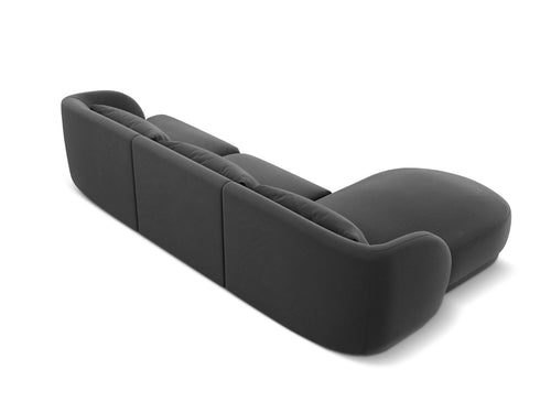 Cosmopolitan Design linker hoekbank Tulum 4-zits, flueel, grijs - 156x255x70cm