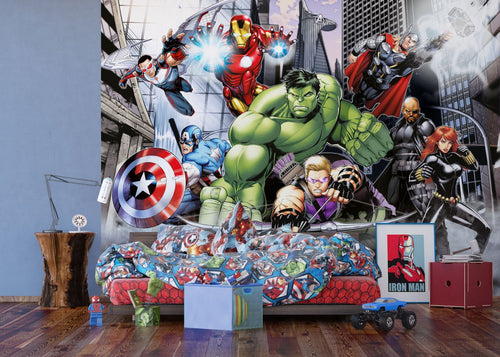 Sanders & Sanders fotobehang The Avengers groen, rood en grijs - 375 x 270 cm - 601035