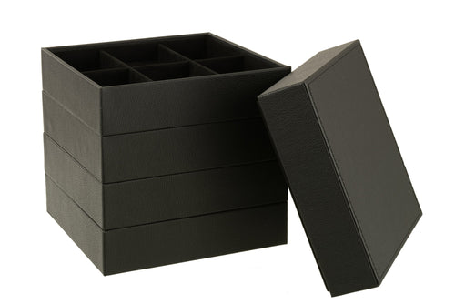J-Line juwelendoos 4 Delen - hout/kunstleder - zwart