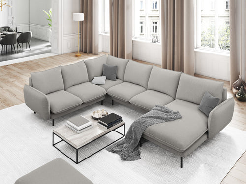 Cosmopolitan Design Panoramische hoekbank links Vienna 7-zits, structurele stof, lichtgrijs - 235x330x95cm