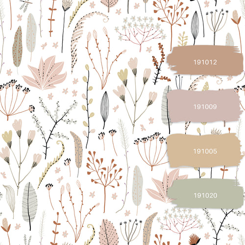 ESTAhome behang veldbloemen zacht roze, grijs en terracotta - 53 cm x 10.05 m - 139702