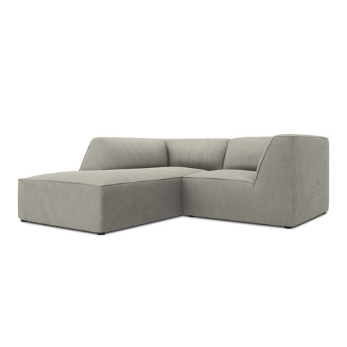 Cosmopolitan Design - Modulaire hoekbank links Siena 3-zits, ribfluwelen lichtgrijs - 180x186x69cm