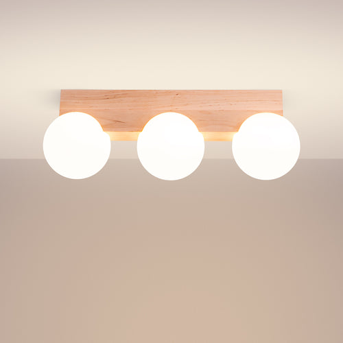 Sollux Lighting Plafondlamp BULBO 3 natuurlijk hout - 46x12x16cm