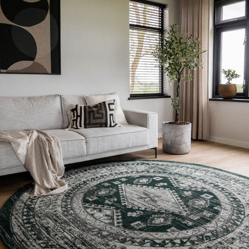 Interieur05 vintage vloerkleed Aila - groen -  Ø 190 cm