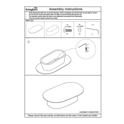 Livingfurn salontafel Novero Ovaal - bruin - 70x120x36