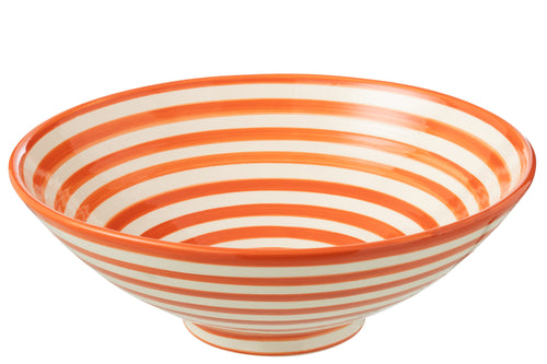 J-Line kom Lebrillo Granada Stripes - keramiek - wit/oranje