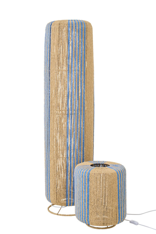 J-Line lamp Touw Cilinder - metaal - blauw/naturel - large
