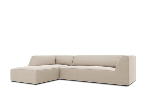 Micadoni linker hoekbank Ruby 4-zits, flueel, beige - 180x273x69cm