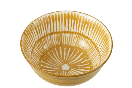 J-Line kom Jam - porselein - wit/oker - large - 2 stuks - vtwonen shop