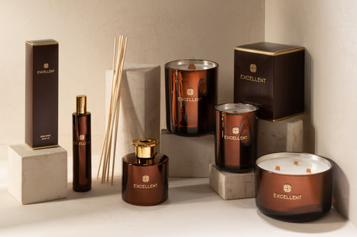 J-Line geurolie + stokjes Excellent - Siberia Fir - glas - bruin